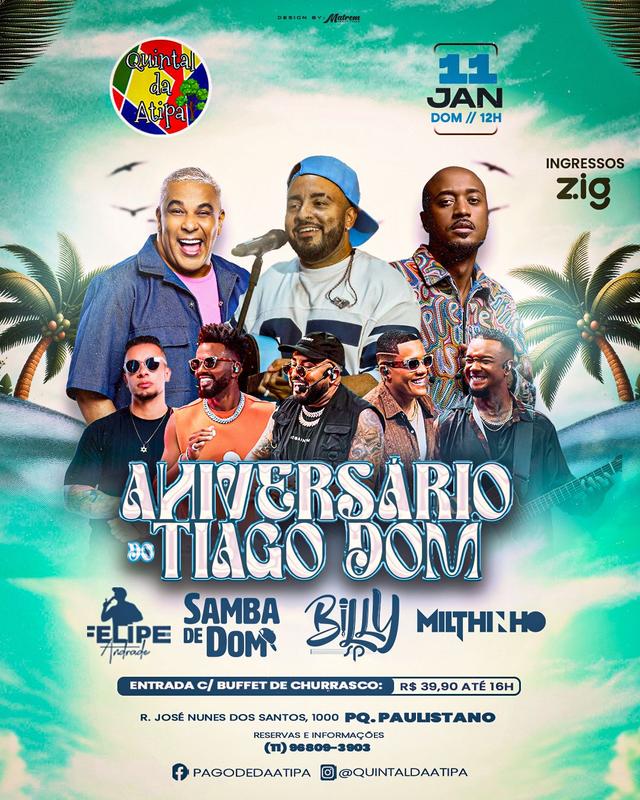 Samba de Dom, Miltinho, Felipe Andrade e Billy SP no niver do Tiago Dom no Quintal da Atipa